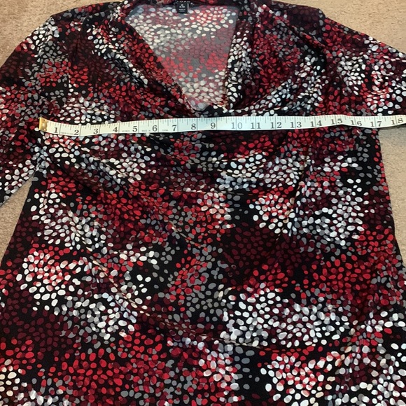 EUC Red Polka Dot Drape Neck Top - Picture 3 of 6